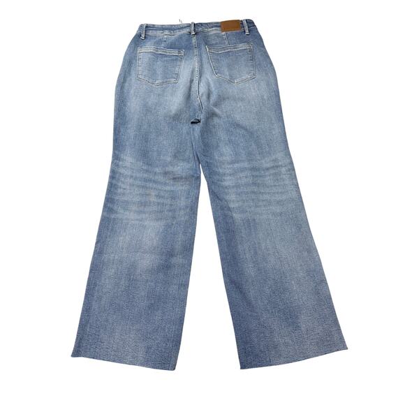 New Judy Blue Jeans 14W Wide Leg Raw Hem Medium Blue - Picture 2 of 5